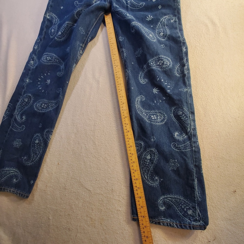 Levis Big E Snoop Dogg Lot 420 Paisley Print Blue Denim Jeans Mens W36 L32 AOP - Picture 4 of 16